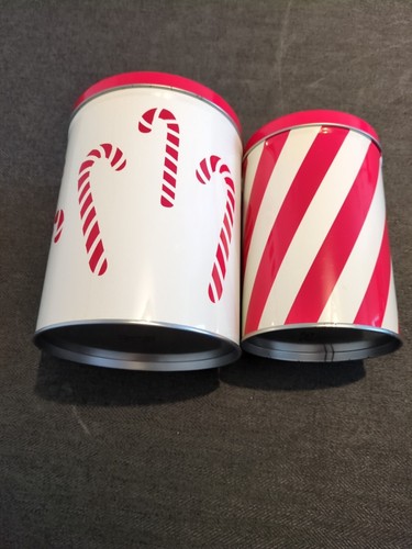 Christmas candy cane tins - cane, +