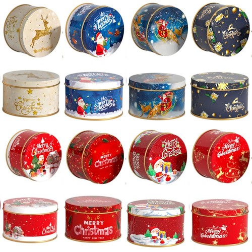 Round christmas box metal - christmas,