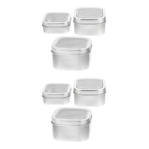 6pcs portable silver tin - silver, boxes
