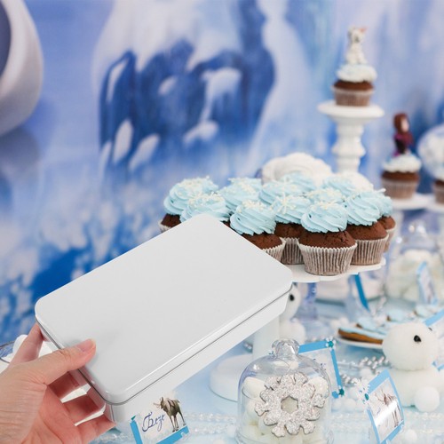 Reusable white cookie tin box - tin,