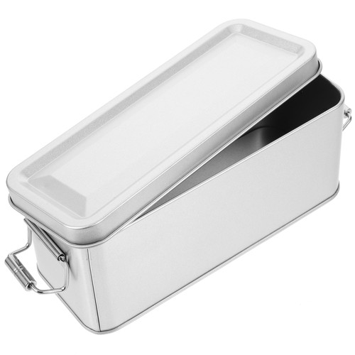 Cookie tin box silver - silver, iron