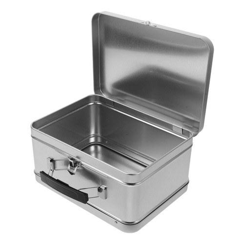 Silver metal rectangular tin - silver,
