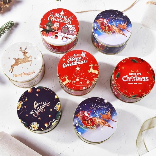 Christmas round tin candy - tin, box